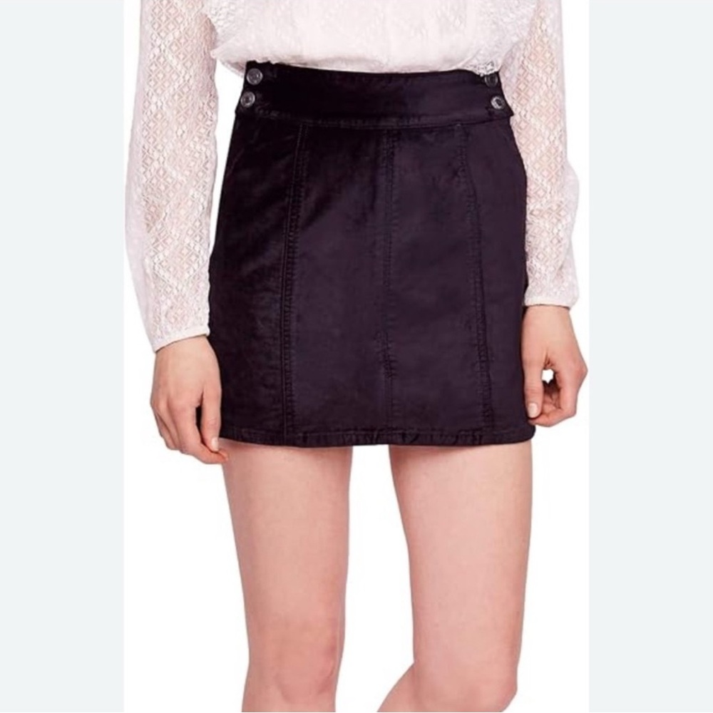 Free People Black Velvet Mini Skirt